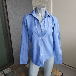 J Crew Fitted Pinstripe Professional Button Top
